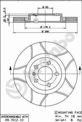 Гальмівний диск BREMBO 09.7012.75