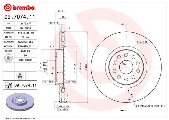 Stabdžių diskas BREMBO 09.7074.11