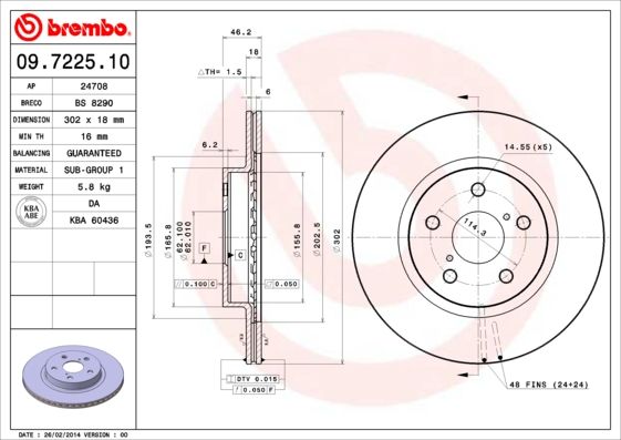 Brake Disc BREMBO 09.7225.10