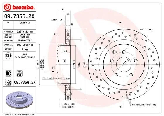 Гальмівний диск BREMBO 09.7356.2X