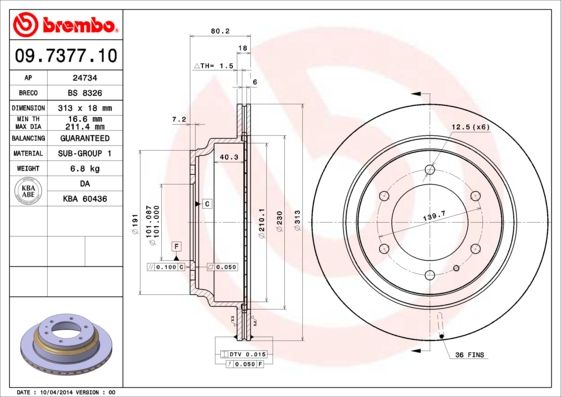 Stabdžių diskas BREMBO 09.7377.10