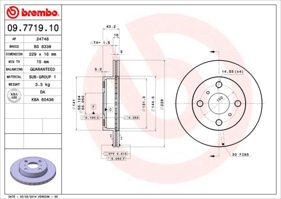 Stabdžių diskas BREMBO 09.7719.10