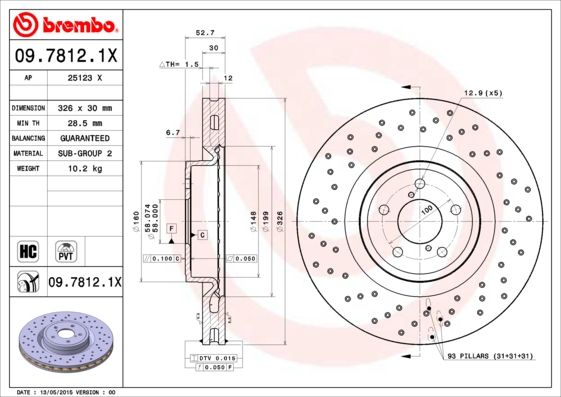 Гальмівний диск BREMBO 09.7812.1X