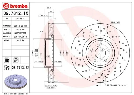 Stabdžių diskas BREMBO 09.7812.1X