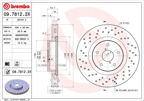 Гальмівний диск BREMBO 09.7812.2X
