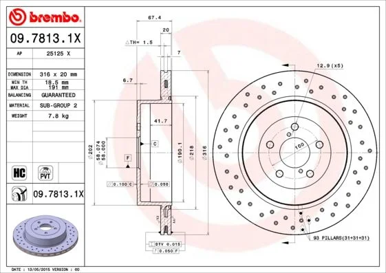Brake Disc BREMBO 09.7813.1X