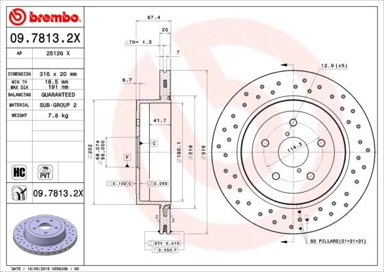 Гальмівний диск BREMBO 09.7813.2X