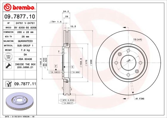 Brake Disc BREMBO 09.7877.11