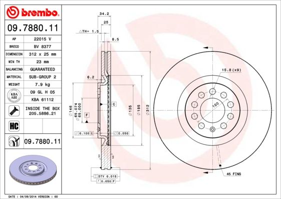 Brake Disc BREMBO 09.7880.11