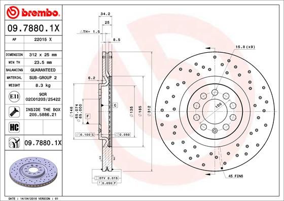 Гальмівний диск BREMBO 09.7880.1X