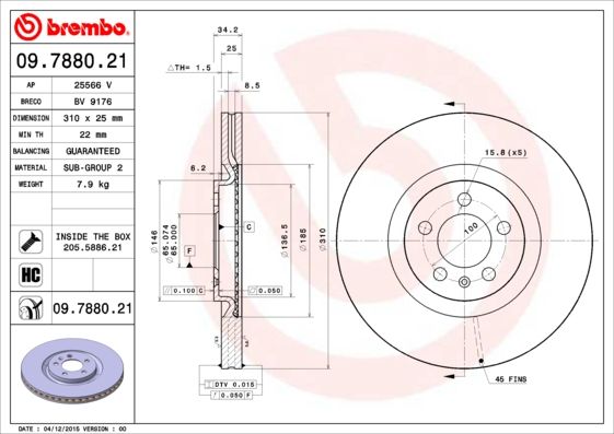 Гальмівний диск BREMBO 09.7880.21