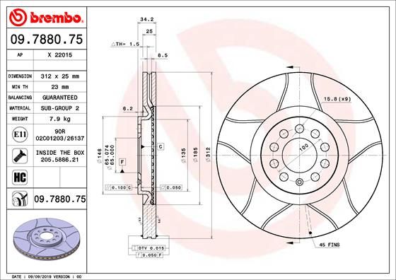 Гальмівний диск BREMBO 09.7880.75