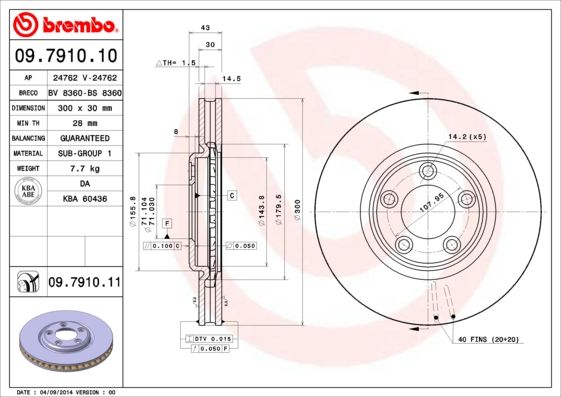 Гальмівний диск BREMBO 09.7910.11