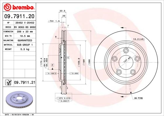 Гальмівний диск BREMBO 09.7911.21