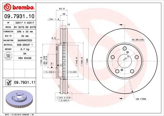 Stabdžių diskas BREMBO 09.7931.11