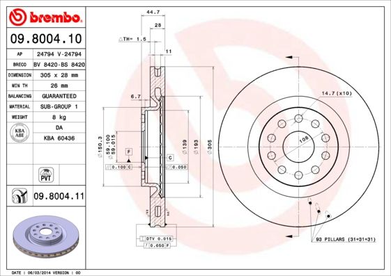 Brake Disc BREMBO 09.8004.11