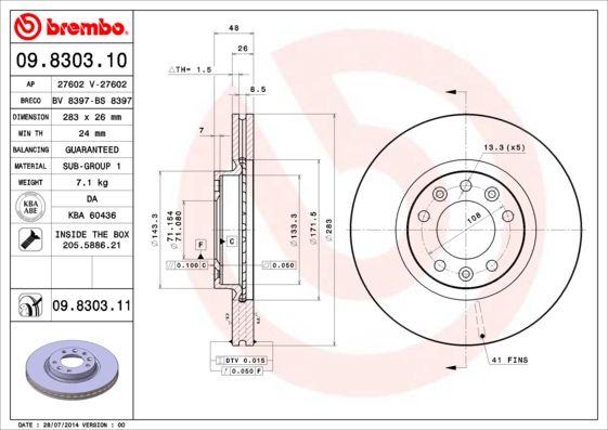 Brake Disc BREMBO 09.8303.11