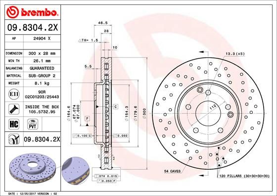 Гальмівний диск BREMBO 09.8304.2X