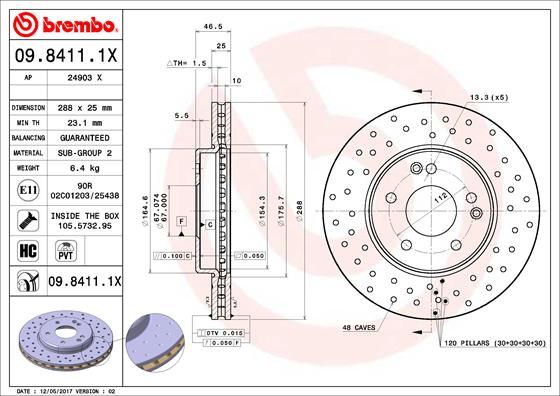 Brake Disc BREMBO 09.8411.1X