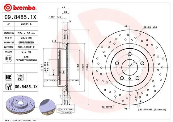 Гальмівний диск BREMBO 09.8485.1X