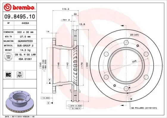 Stabdžių diskas BREMBO 09.8495.10