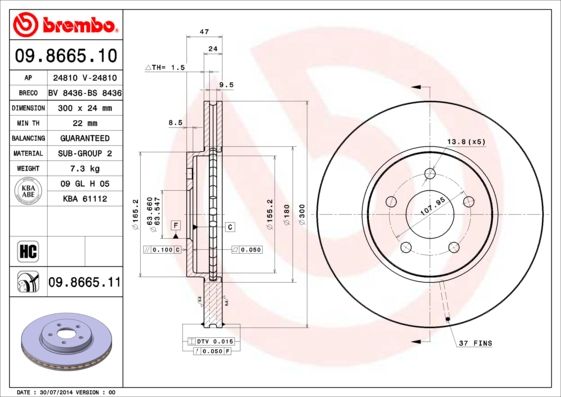 Гальмівний диск BREMBO 09.8665.11