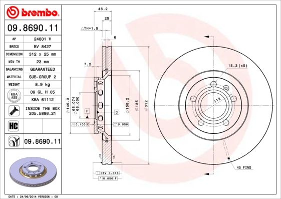 Brake Disc BREMBO 09.8690.11