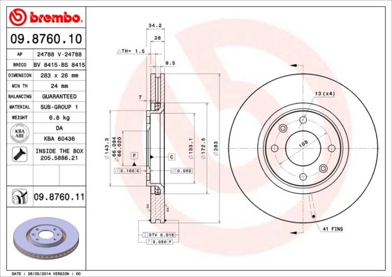 Brake Disc BREMBO 09.8760.11