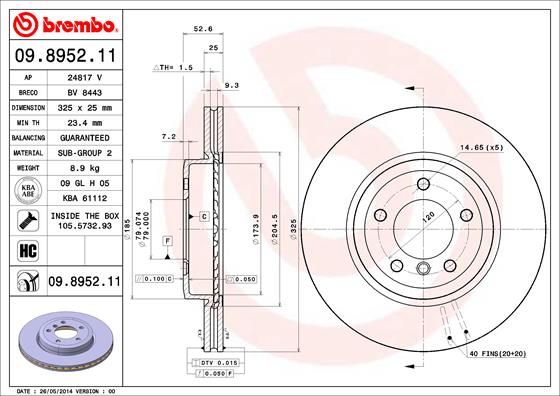 Brake Disc BREMBO 09.8952.11