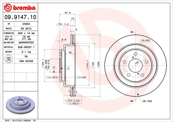 Brake Disc BREMBO 09.9147.10