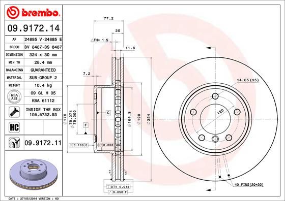 Гальмівний диск BREMBO 09.9172.11