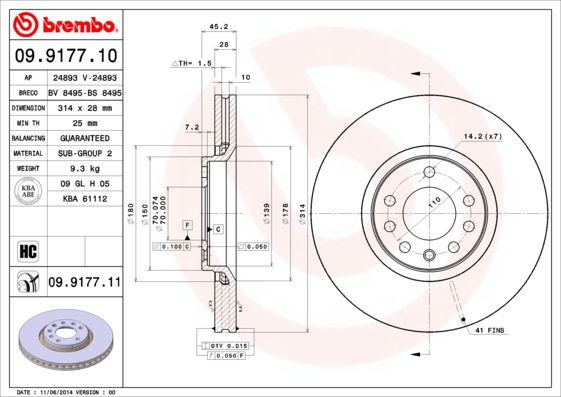 Brake Disc BREMBO 09.9177.11