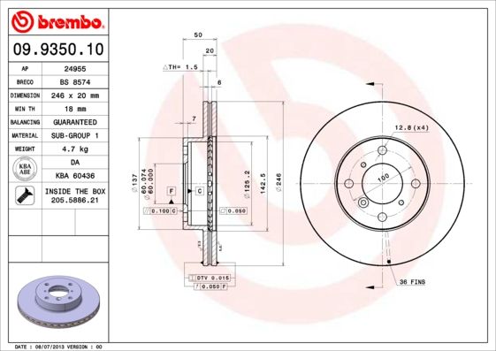 Brake Disc BREMBO 09.9350.10