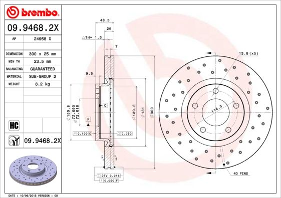 Brake Disc BREMBO 09.9468.2X