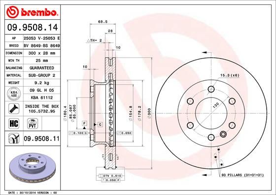 Stabdžių diskas BREMBO 09.9508.11