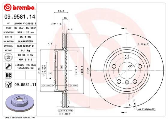 Brake Disc BREMBO 09.9581.11