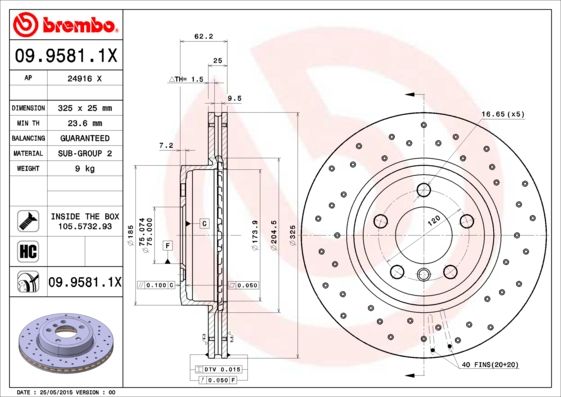Гальмівний диск BREMBO 09.9581.1X