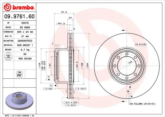 Brake Disc BREMBO 09.9761.60