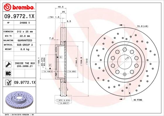Brake Disc BREMBO 09.9772.1X