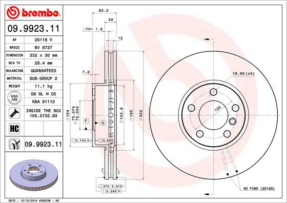 Stabdžių diskas BREMBO 09.9923.11