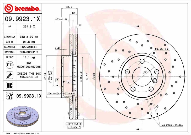 Brake Disc BREMBO 09.9923.1X