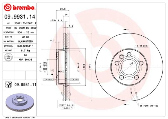 Brake Disc BREMBO 09.9931.11