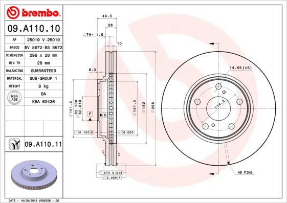 Brake Disc BREMBO 09.A110.11