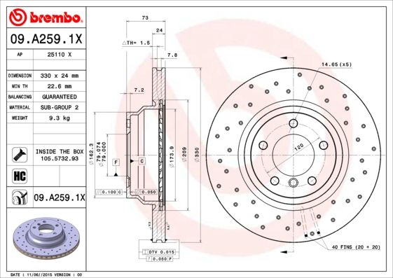 Brake Disc BREMBO 09.A259.1X