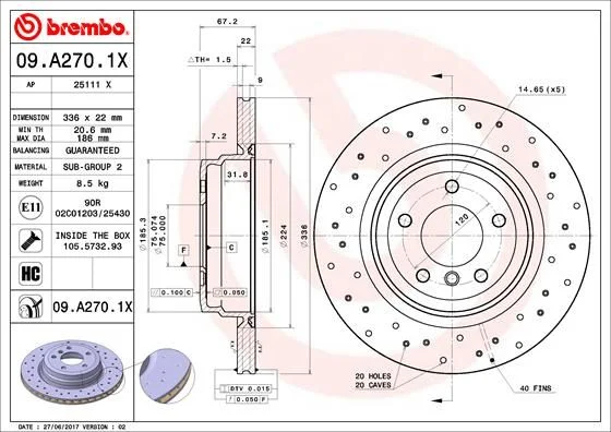 Brake Disc BREMBO 09.A270.1X
