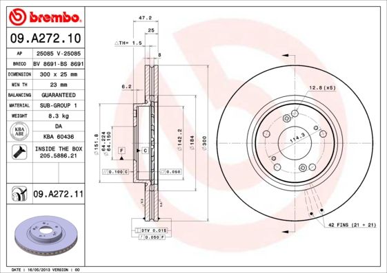 Stabdžių diskas BREMBO 09.A272.11