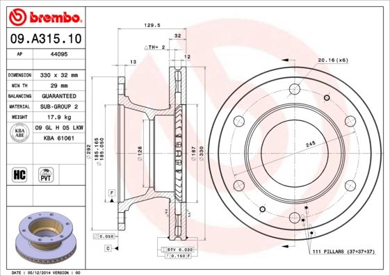 Гальмівний диск BREMBO 09.A315.10