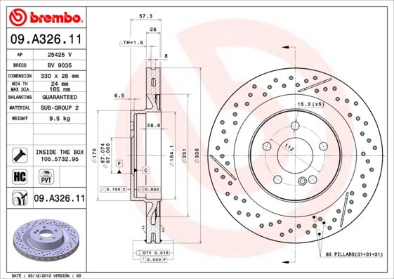 Гальмівний диск BREMBO 09.A326.11