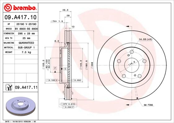 Brake Disc BREMBO 09.A417.11