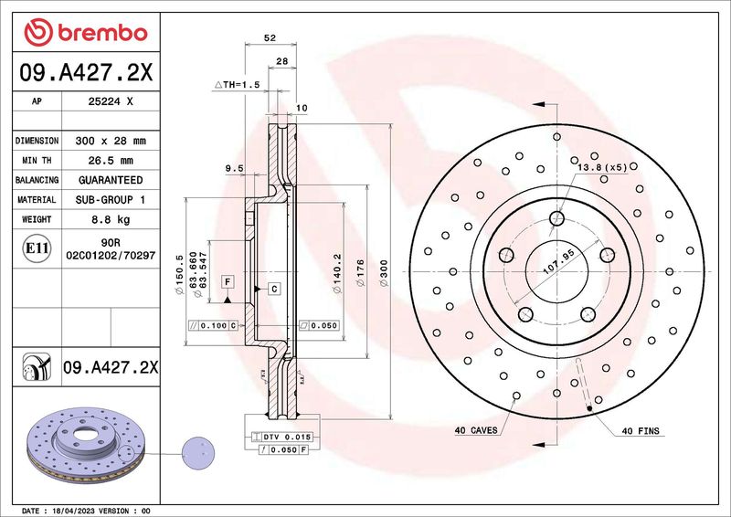 Brake Disc BREMBO 09.A427.2X